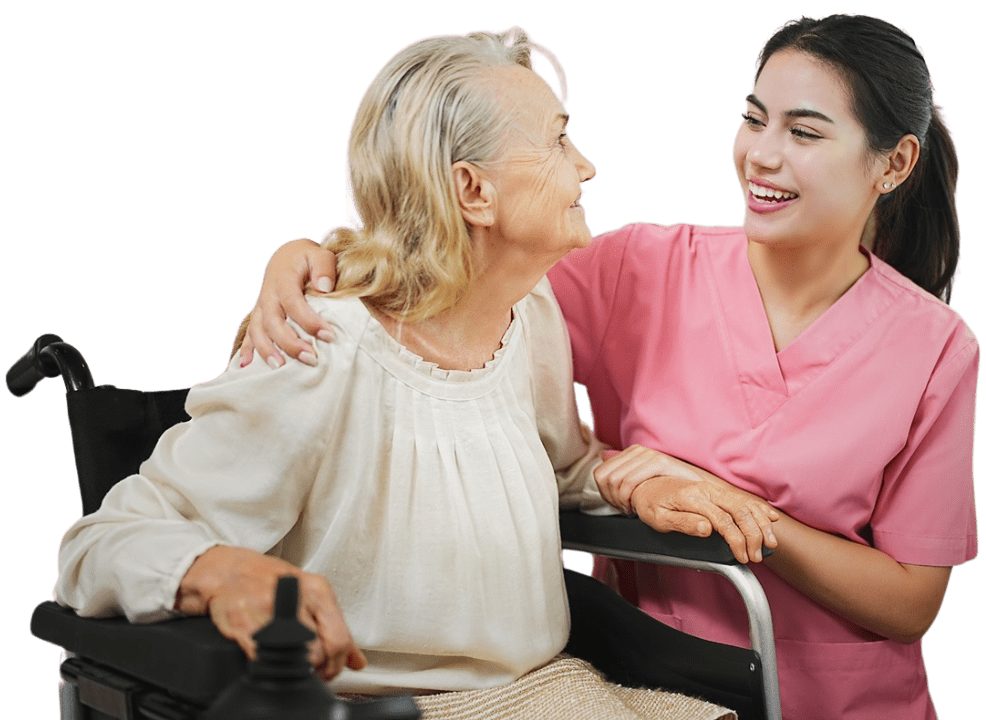 Care professional supporting an older patient